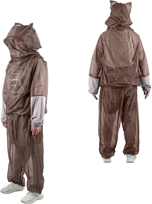 Mosquito Net Suit-Jacket Hood& Pants, Light-Weight& Breathable Mesh Clothing for Men& Women, Ideal for Fishing, Hiking.