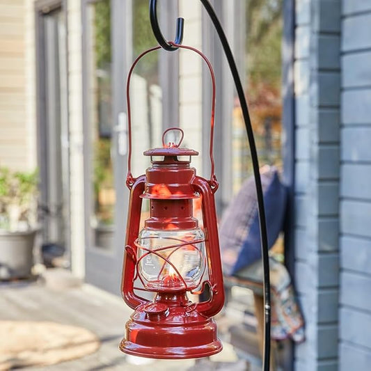 Outdoor Kerosene Fuel Lantern, German Made Weather Resistant Baby Special 276 Galvanized Hurricane Lamp for Camping or Patio, 10 Inches, Brick Red