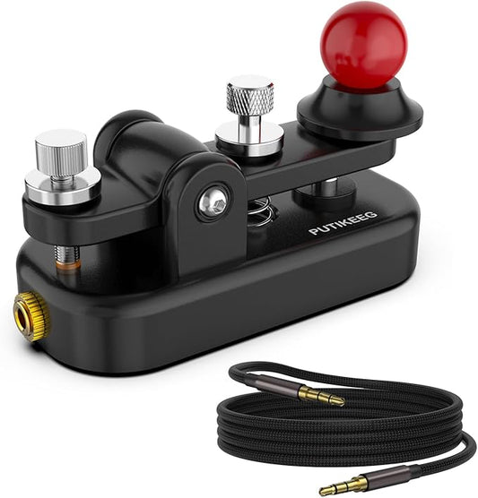 Mini Morse Radio Key CW HAM Send Telegram Single Paddle Morse Code Key with Aluminum Alloy Body Base Black(S)