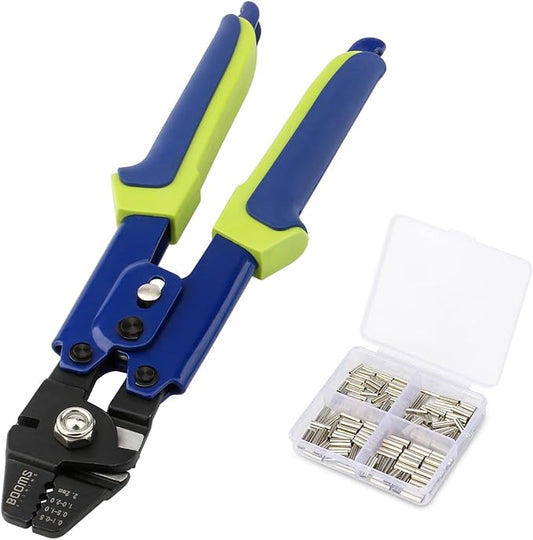 Booms Fishing CP1 Fishing Crimping Pliers, High Carbon Steel Fishing Plier Wire Rope Leader Crimping Tool, 10 inch Crimpers Swager with Ergonomic Handle
