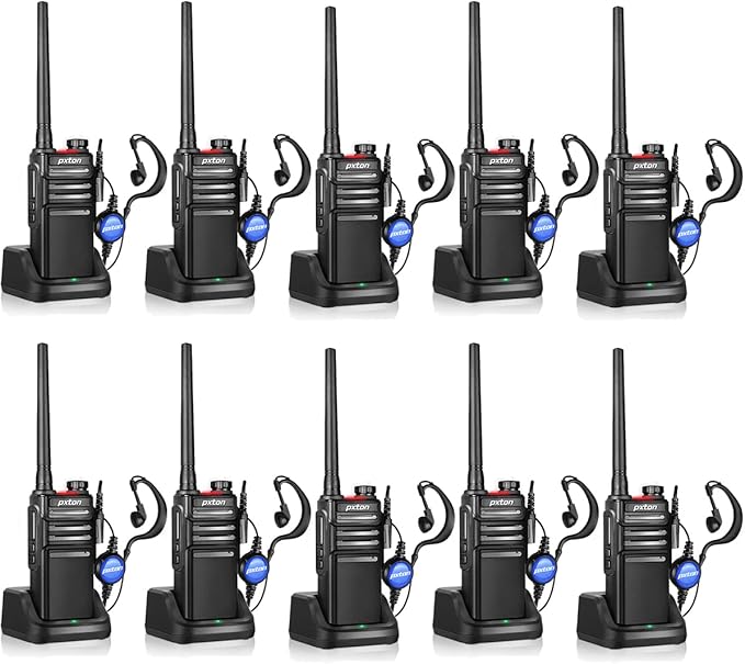 Waterproof walkie talkies for Adults, Work,and Outdoor. walkie talkies Long Range with Headphones and Fast Charger Dock，Handheld Two Way radios Rechargeable NOAA walkie Talkie (10 Pack)