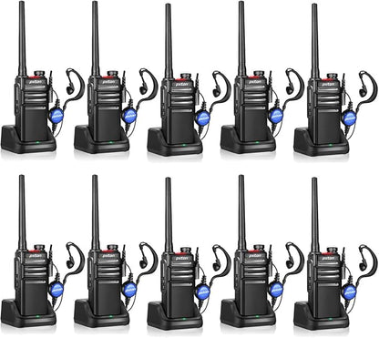 Waterproof walkie talkies for Adults, Work,and Outdoor. walkie talkies Long Range with Headphones and Fast Charger Dock，Handheld Two Way radios Rechargeable NOAA walkie Talkie (10 Pack)
