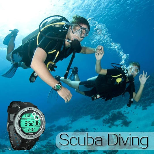10 ATM Waterproof Sports Watch Pedometer for Men Boys Scuba Diving Watch with Lap Stopwatch and Alarm Clock Function, 12/24 Hour Format Selectable