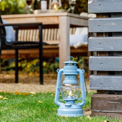 Outdoor Kerosene Fuel Lantern, German Made Weather Resistant Baby Special 276 Galvanized Hurricane Lamp for Camping or Patio, 10 Inches, Pastel Blue
