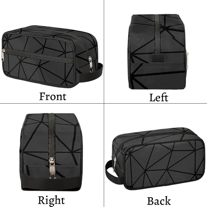 Black Triangle Hanging Toiletry Bag,Travel Hygiene Kits for Boys Mens,Waterproof Makeup Carry-on Bags,Cosmetic Bag,TSA Approved Shave Dopp Kit for Toiletries Shower Bathroom Accessories Gifts