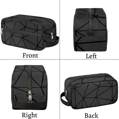 Black Triangle Hanging Toiletry Bag,Travel Hygiene Kits for Boys Mens,Waterproof Makeup Carry-on Bags,Cosmetic Bag,TSA Approved Shave Dopp Kit for Toiletries Shower Bathroom Accessories Gifts