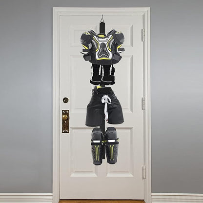 Hockey Hanger Portable Hanging Dryig Rack Hockey Gifts for Home and Outdoor Using in Ice Hockey Skating Football Camping Fishing 5 Hooks (Black)