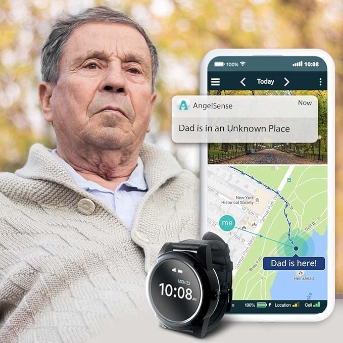 AngelSense Assistive Technology Watch with Personal GPS Tracker for Teens, Adults, Seniors, Autism, Special Needs, Dementia, Speakerphone, SOS Button, Live Tracking, Subscription Required