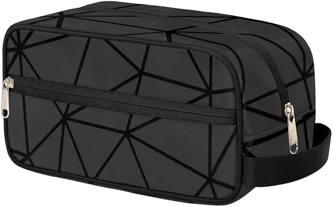 Black Triangle Hanging Toiletry Bag,Travel Hygiene Kits for Boys Mens,Waterproof Makeup Carry-on Bags,Cosmetic Bag,TSA Approved Shave Dopp Kit for Toiletries Shower Bathroom Accessories Gifts