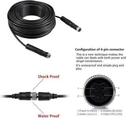 DALLUX Heavy Duty Vehicle Truck Bus Backup Camera System,Waterproof Night Vision Rear View Camera with 7 inch Monitor+66ft 4 PIN Camera Cable for Bus Truck Van Trailer RV Campers Motor Home(12V 24V)