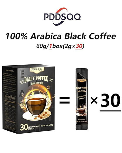 Instant Coffee Packets, Organic Medium Roast Arabica Coffee Beans, Sugar Free Hot or Iced Black Coffee Bulk 30 Count Single Serve (2oz / 60g)