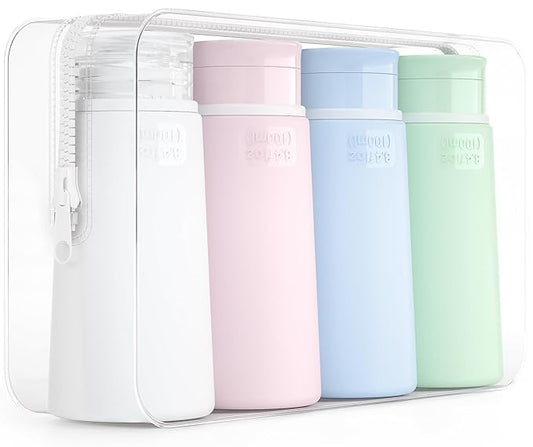 Valourgo Travel Bottles for Toiletries Tsa Approved Travel Size Containers BPA Free Leak Proof Travel Tubes Refillable Liquid Travel Accessories for Cosmetic Shampoo and Lotion Soap for travel, 4Pcs