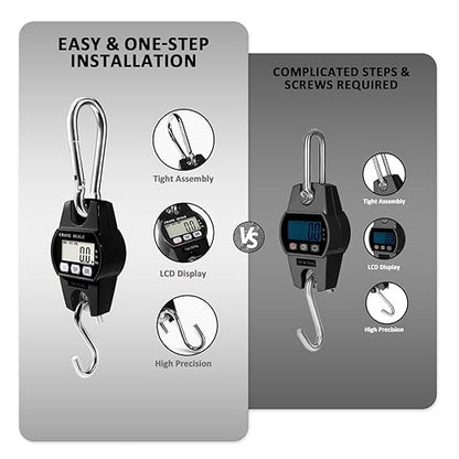 Digital Hanging Crane Scale 660LB/300KG， Deer Hunting Scales, Farm,Fishing, Fish, Meat，Game,Luggage Scale with Hold/Tare