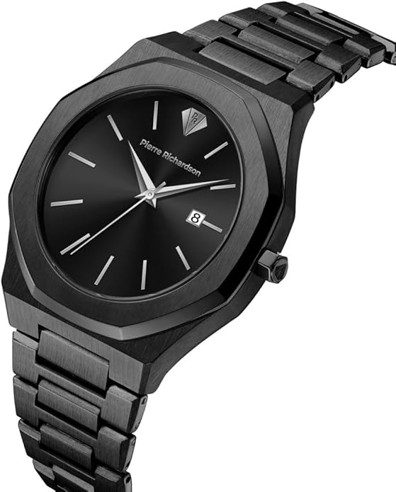 PIERRE RICHARDSON PR5428 Men’s Luxury Watch – Japanese Quartz Movement, Stainless Steel, 41mm, 5ATM Water Resistant, Scratch-Resistant Sapphire Crystal Glass – Classic Dress Watch for Men