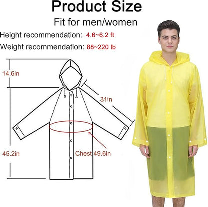 Rain Ponchos Raincoats for Adults Women Men, Reusable 2 Pack Rain Jacket Coats with Hood for Family Disney Camping Hiking