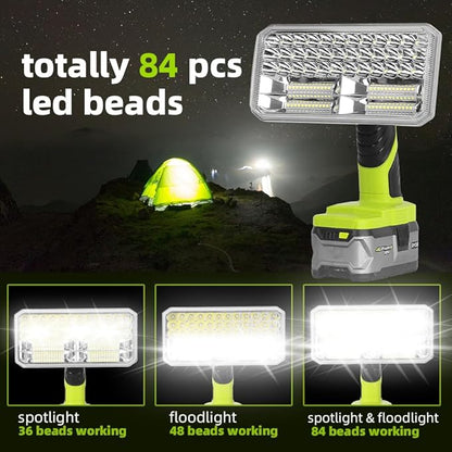 Flashlight for RYOBI 18V Lithium-ion Battery, 4200LM 40W Flashlight with 3 Modes, Aluminum Alloy Cordless LED Work Light for Camping, Emergency, Indoor, Outdoor (Batteries Not Included)