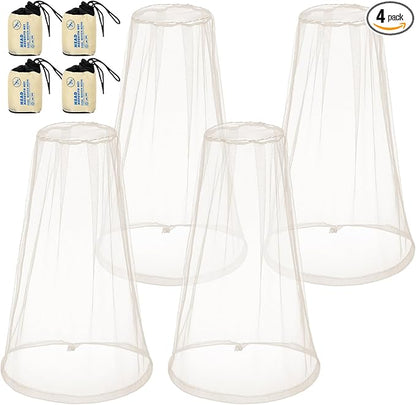 Hestya 4 Pack Mosquito Face Mesh Net Protecting Net for Outdoor Hiking Camping Climbing Mosquito Fly Insects Preventing (Beige)