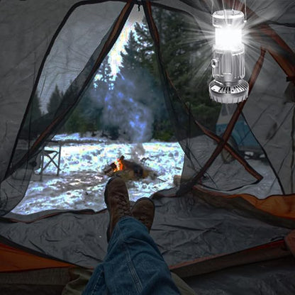 Solar Camping Lantern with Fan,Rechargeable Camping Fans Charging for Phone, Battery Operated Light for Hurricane Power Outage Tent Emergency Camping Gear Must Haves