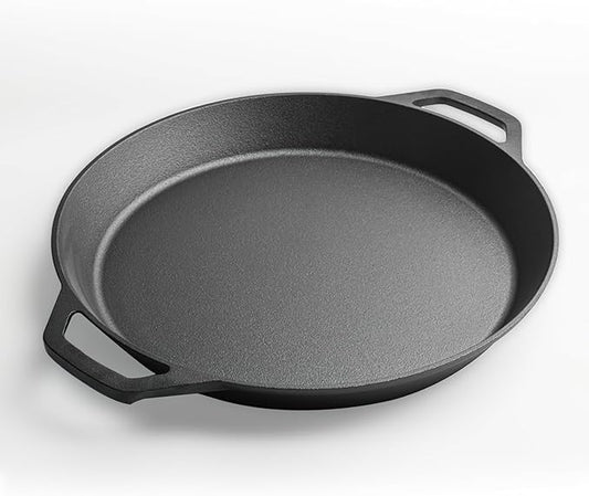 LI-GELISI 26-inch Pre-Seasoned Cast Iron Skillet - Dual Assist Handles - Nitrided Rust-Proof - For Oven, Stovetop, Grill & Campfire