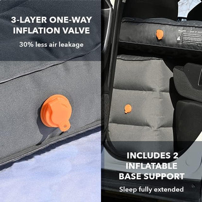 SHORTENED LENGTH - Unbeatable Durability SUV Air Mattress for Car Camping, Durable Extra Thick 300D Oxford Fabric, Quick Easy Set-Up w/Electric Pump, Car Bed Mattress with Base Extenders 180 cm