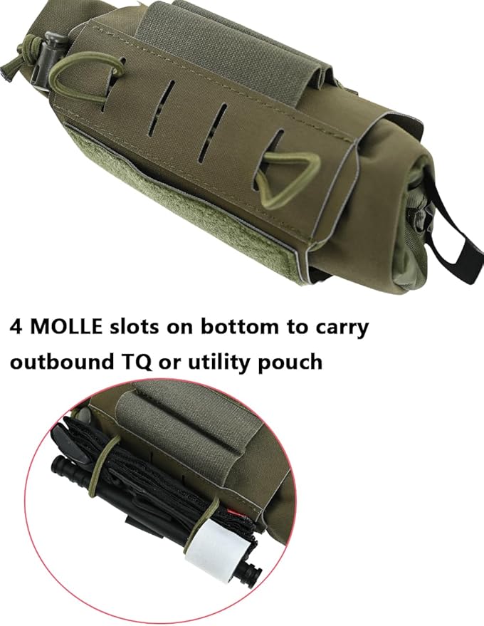 SABADO Rapid Deploy IFAK Pouch First Aid Kits Pack Tactical Two-piece System Medical Supply Holder Roll Carrier Hypalon Handle Outdoor Sport Hunting Bag Laminated Matting Fabric