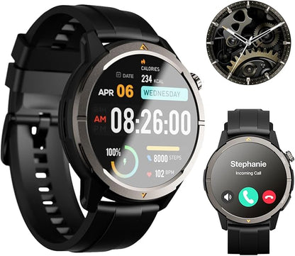 AGM Legion Rugged Smart Watch for Men, 1.43" HD AMOLED Touchscreen, Bluetooth Calling, 5 ATM & IP68, Sports Modes, Barometer & Altimeter, DIY Dials, 24/7 Heart Rate/SpO2/Sleep Monitor for iOS Android