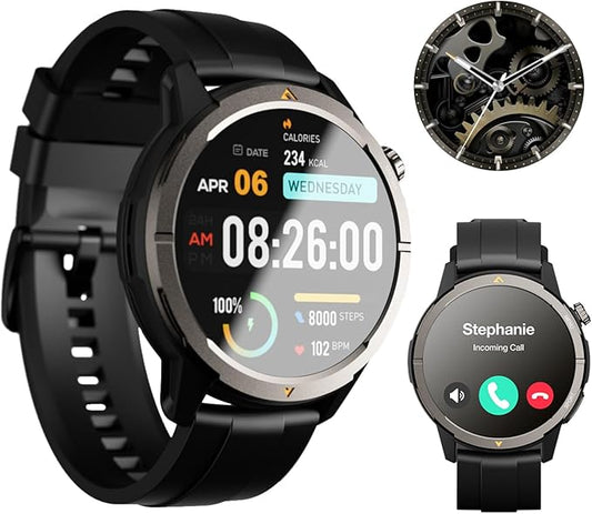 AGM Legion Rugged Smart Watch for Men, 1.43" HD AMOLED Touchscreen, Bluetooth Calling, 5 ATM & IP68, Sports Modes, Barometer & Altimeter, DIY Dials, 24/7 Heart Rate/SpO2/Sleep Monitor for iOS Android
