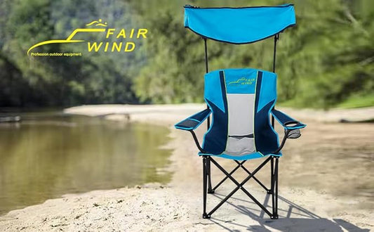 FAIR WIND Oversized Adjustable Canopy Chair for Camping, Beach, Tailgate, Fishing＆Concert, Sun Shade Folding Chair - Comfortable＆Stable Supports 350 LB, Eco-Friendly