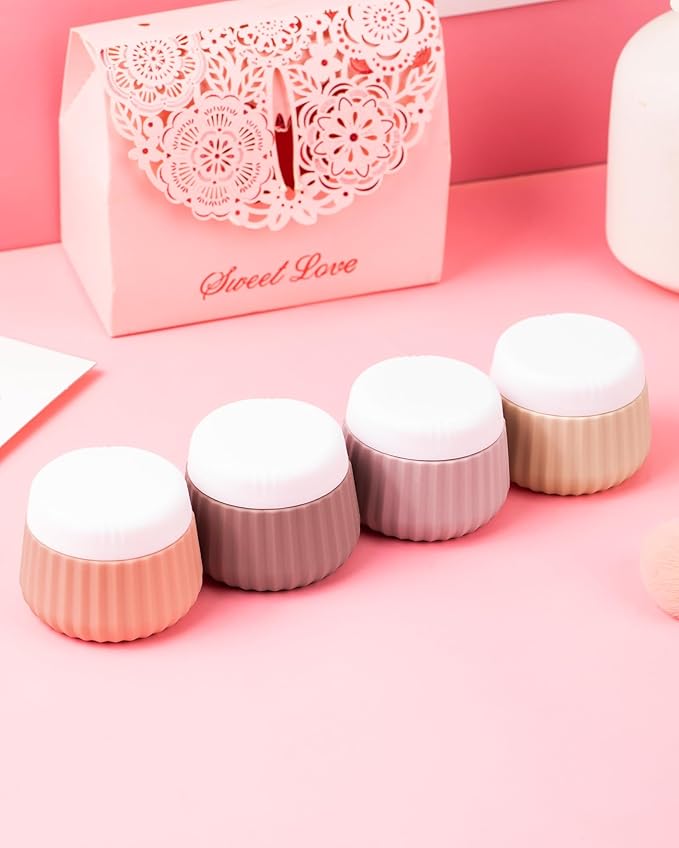 Travel Containers for Toiletries 4 Pack, TSA Approved Travel Size Toiletries, Travel Size Containers, With Clear Bag Leak Proof Silicone Jars, Travel Essentials Creams Jars Carrying Small Items