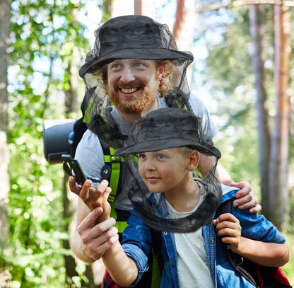 South to East Premium Kids Mosquito Head Net for Insect, 2 Pack, Fly & Bug Protection | Ultra Large & Long, Extra Fine Holes for Camping, Hiking, Fishing, Safari, Fits All Hats for 5-12 yrs Children