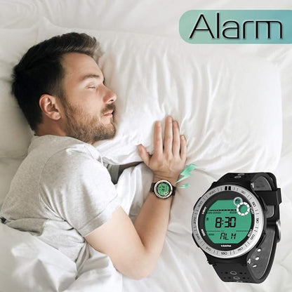 10 ATM Waterproof Sports Watch Pedometer for Men Boys Scuba Diving Watch with Lap Stopwatch and Alarm Clock Function, 12/24 Hour Format Selectable