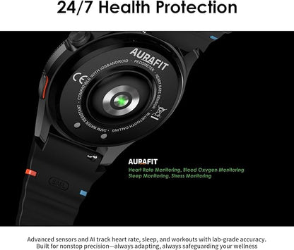 G12 Fitness Smartwatch with GPS, 2 Watch Bands, 1.43 AMOLED Screen, 3ATM 30M Waterproof, 450mAh Large Battery, Answer/Make Call, 24/7 Sleep Tracking, Compatible for Android iOS