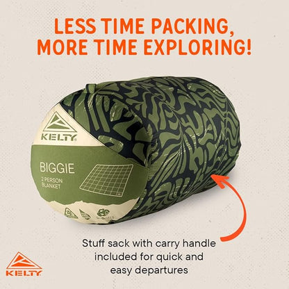 Kelty Biggie Blanket, 2 Person Large Insulated Camping Indoor Outdoor Travel Blanket and Ground Picnic Covering, Updated for 2022