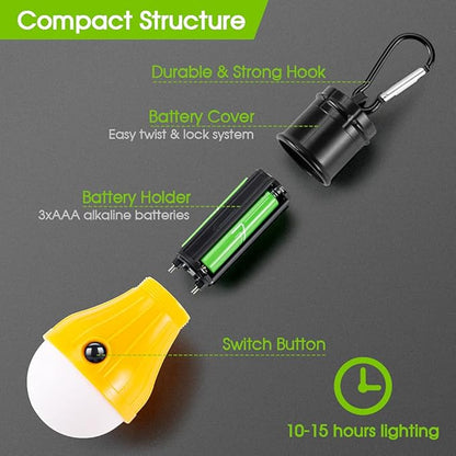 Doukey LED Camping Light [2 Pack or 4 Pack] Portable LED Tent Lantern 4 Modes for Backpacking Camping Hiking Fishing Emergency Light Battery Powered Lamp for Outdoor and Indoor