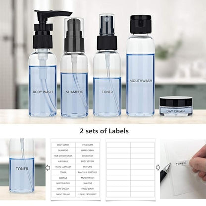 Travel Size Bottles Containers for Toiletries with Toiletry Bag and Label, Leak-Proof & TSA Approved Carry-on for Airplane Women Men