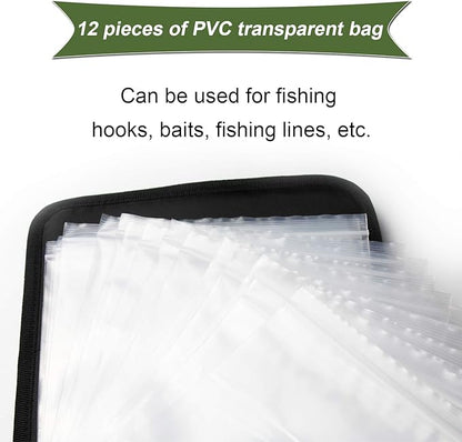 Fishing Tackle Binder, Bait Storage Bag, Soft Bait Binder, Fishing Organized Storage Rig Bag for Baits, Rigs, Jigs and Lines, Suitable for Fresh Water and Saltwater 12 (Green camouflage/9.5" * 8.3")