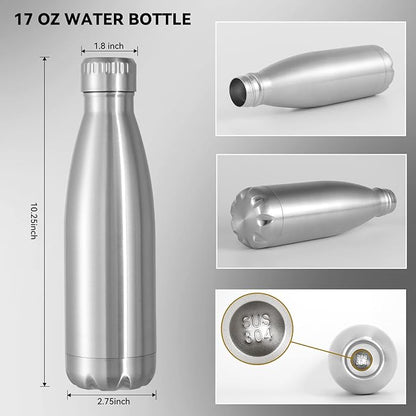 VEGOND 17oz Stainless Steel Water Bottles Bulk, Reusable Metal Sports Water Bottle Keeps Drink Hot and Cold, BPA Free Double Wall Vacuum Cola Shape Insulated Water Bottles for Camping Gym, 4 Pack