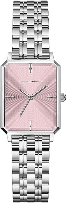 Roberto Marino RM1982 Women’s Luxury Watch Rectangular Gold – Japanese Quartz Movement, Vintage Stainless Steel Design, Silver Dial, Elegant Dress Timepiece, 3ATM Water Resistant – Reloj para Mujer
