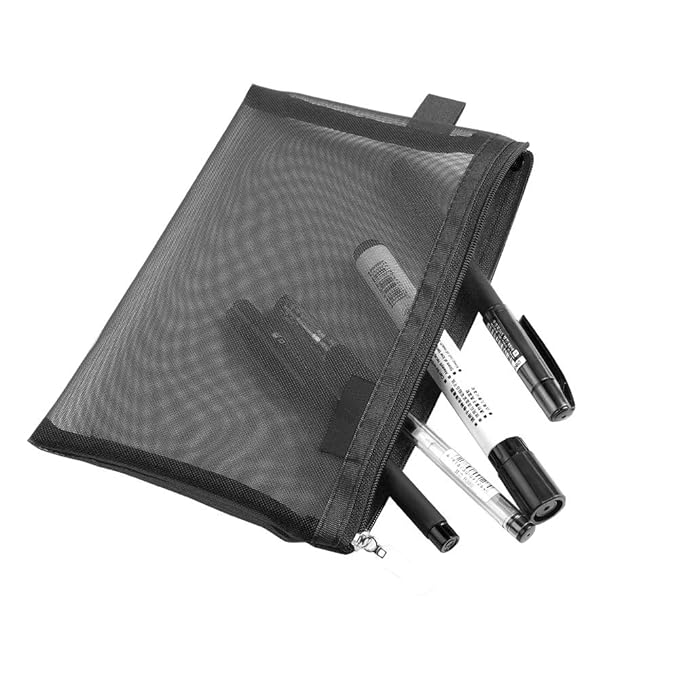 Clear Cosmetic Bags Zip Makeup Mesh Bags Pencil Case Pouch Travel Toiletry Kit Set Storage Case ((6A+5A)*3 Black)