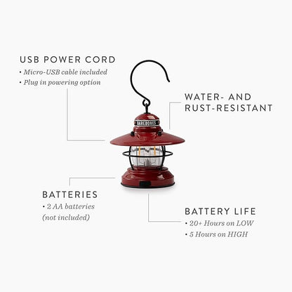 Barebones Edison Mini Vintage Adjustable LED Compact Outdoor Lantern - Essential Gear for Camping, Hiking, Fishing, Tents and Outdoor Adventures