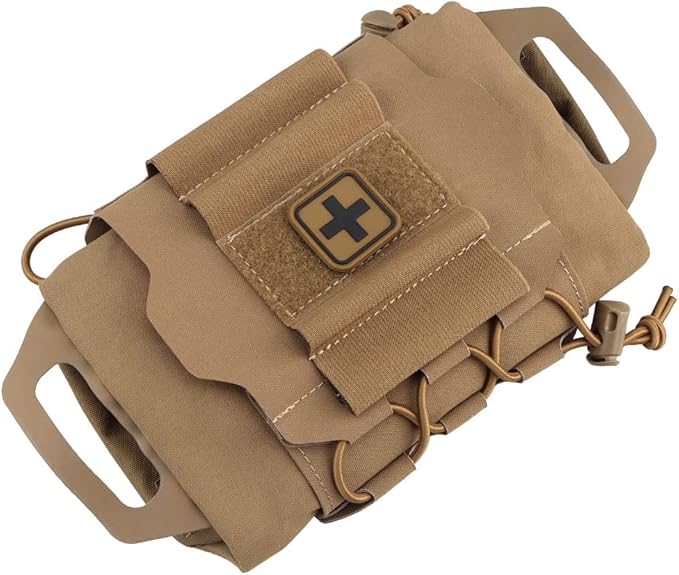 SABADO Rapid Deploy IFAK Pouch First Aid Kits Pack Tactical Two-piece System Medical Supply Holder Roll Carrier Hypalon Handle Outdoor Sport Hunting Bag Laminated Matting Fabric