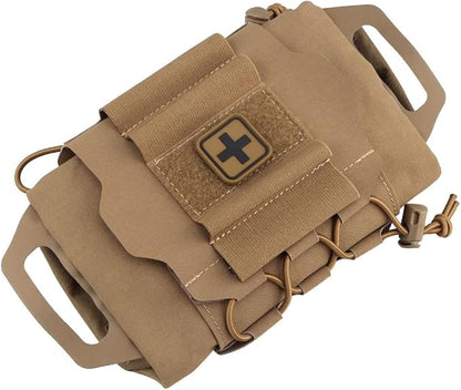 SABADO Rapid Deploy IFAK Pouch First Aid Kits Pack Tactical Two-piece System Medical Supply Holder Roll Carrier Hypalon Handle Outdoor Sport Hunting Bag Laminated Matting Fabric
