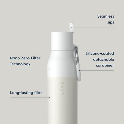 LARQ Bottle Filtered - Insulated Stainless Steel Water Bottle BPA Free with Nano Zero Technology and Long-Lasting Filters, Granite White, 25oz