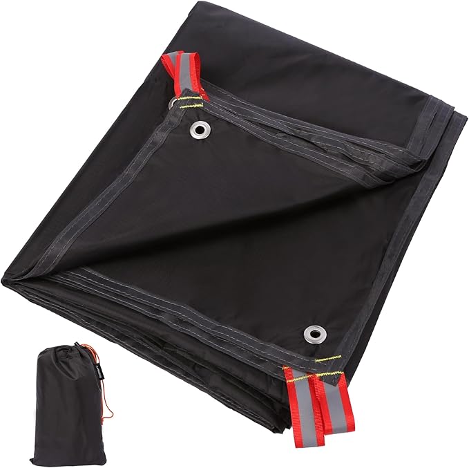 REDCAMP 14'x9' Ultralight Tent Footprint, PU 2000 Waterproof Camping Tent Tarp with Drawstring Carrying Bag for Ground Camping Hiking (173"x108" UL Black)