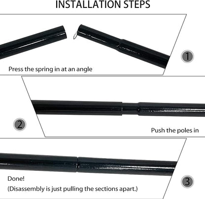 Sutekus Steel Rod Tent Pole Replacement Accessorie 2pc/Set Adjustable Bars