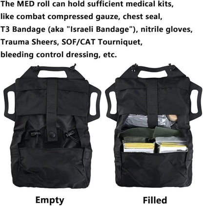 SABADO Rapid Deploy IFAK Pouch First Aid Kits Pack Tactical Two-piece System Medical Supply Holder Roll Carrier Hypalon Handle Outdoor Sport Hunting Bag Laminated Matting Fabric