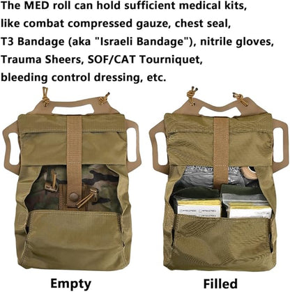 SABADO Rapid Deploy IFAK Pouch First Aid Kits Pack Tactical Two-piece System Medical Supply Holder Roll Carrier Hypalon Handle Outdoor Sport Hunting Bag Laminated Matting Fabric