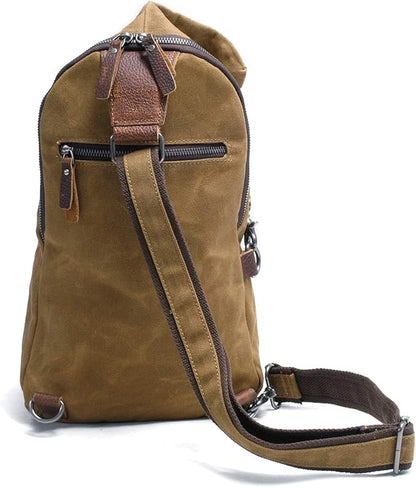 Men's Sling Backpack Waxed Canvas Crossbody Bag Casual Daypacks