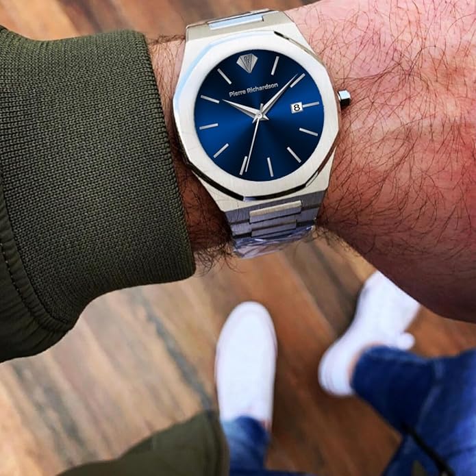 PIERRE RICHARDSON PR5428 Men’s Luxury Watch – Japanese Quartz Movement, Stainless Steel, 41mm, 5ATM Water Resistant, Scratch-Resistant Sapphire Crystal Glass – Classic Dress Watch for Men