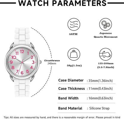 35MM Women's Watch Big Face Easy Reader Water Proof